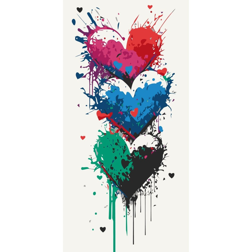 Paint by numbers "Three Hearts" 16518-AC 40x80 cm