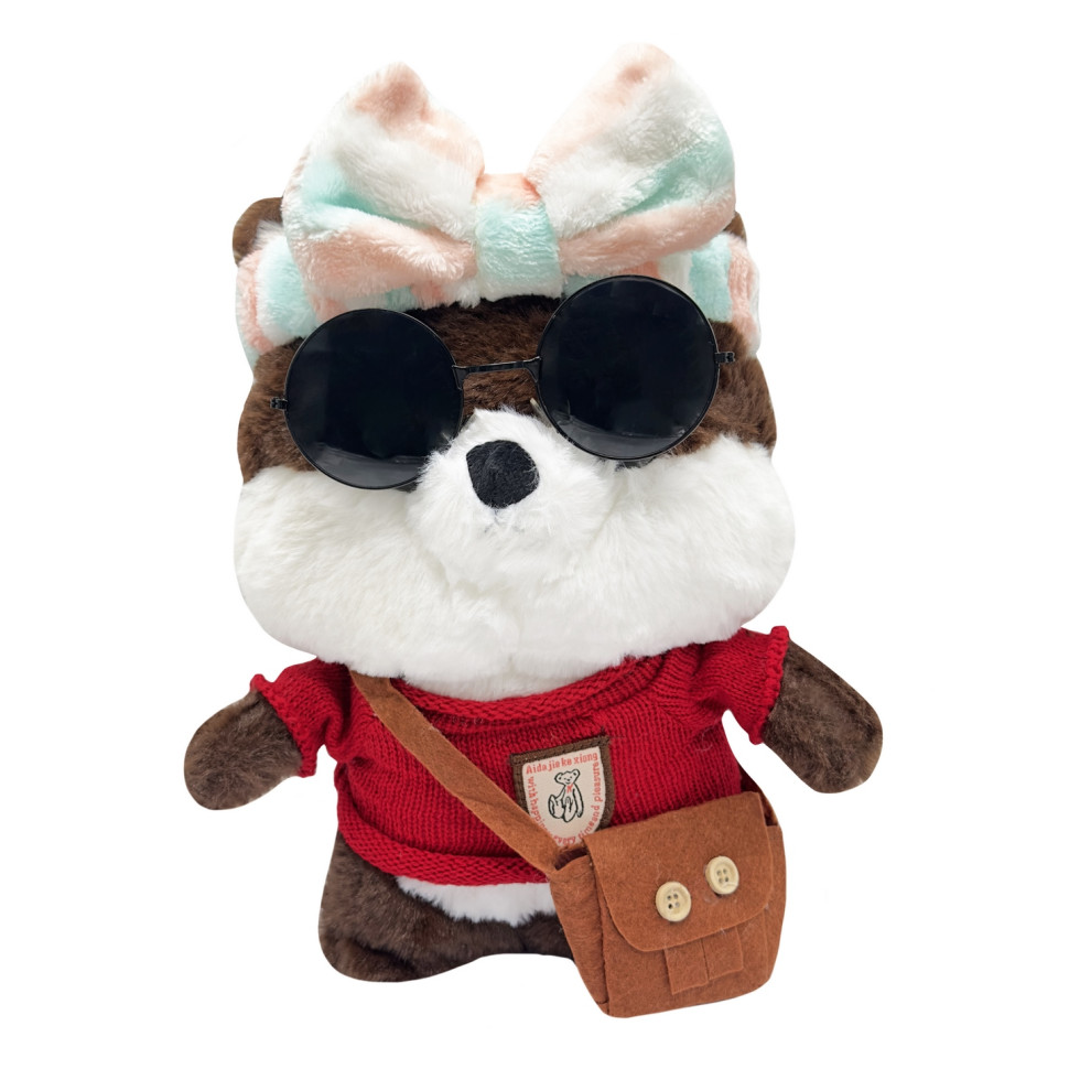 Soft toy "Dog" K0201 (Brown) with assorted clothes, 30 cm