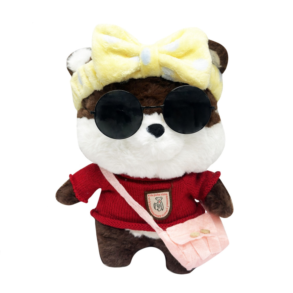 Soft toy "Dog" K0201 (Brown) with assorted clothes, 30 cm