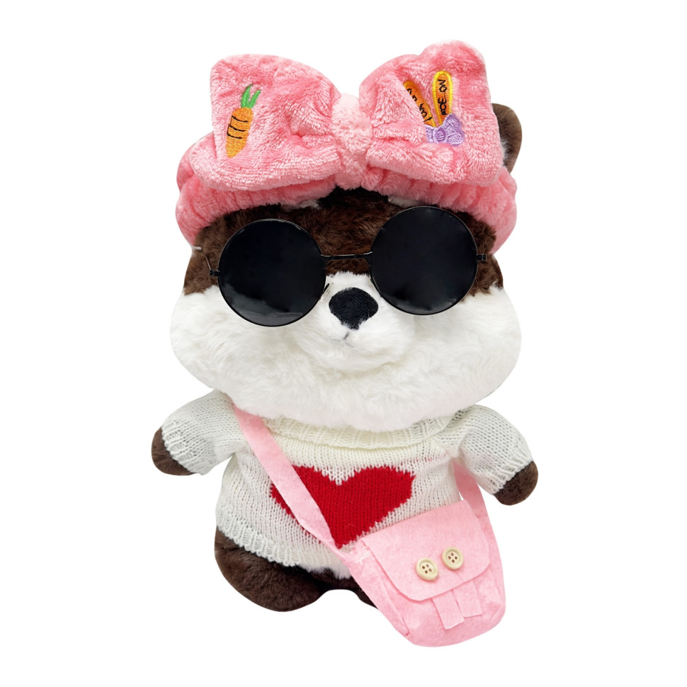 Soft toy "Dog" K0201 (Brown) with assorted clothes, 30 cm