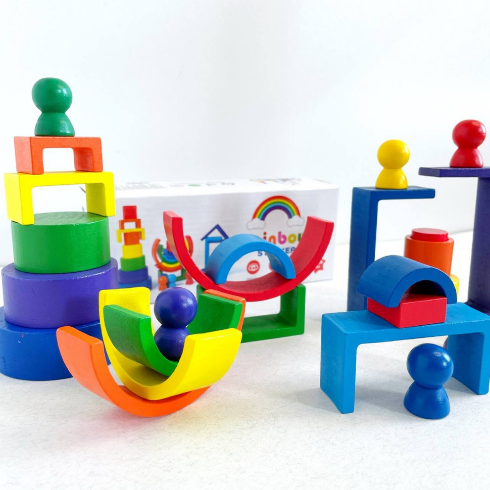 Wooden toy "Rainbow-balancer" C15025, 27 multi-colored figures Wooden toy "Rainbow-balancer" C15025, 27 multi-colored figures