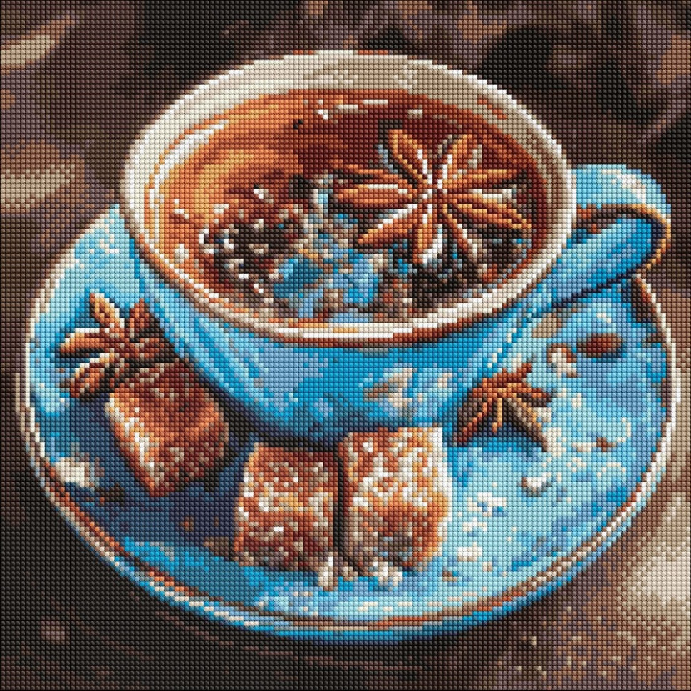 Diamond mosaic "Tea with anise" ©art_selena_ua AMO20103, 40x40 cm