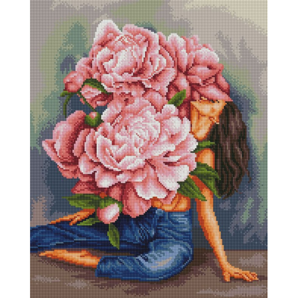 Diamond mosaic "Whirlpool of Peonies" @hidariaa DBS1064, 40x50 cm