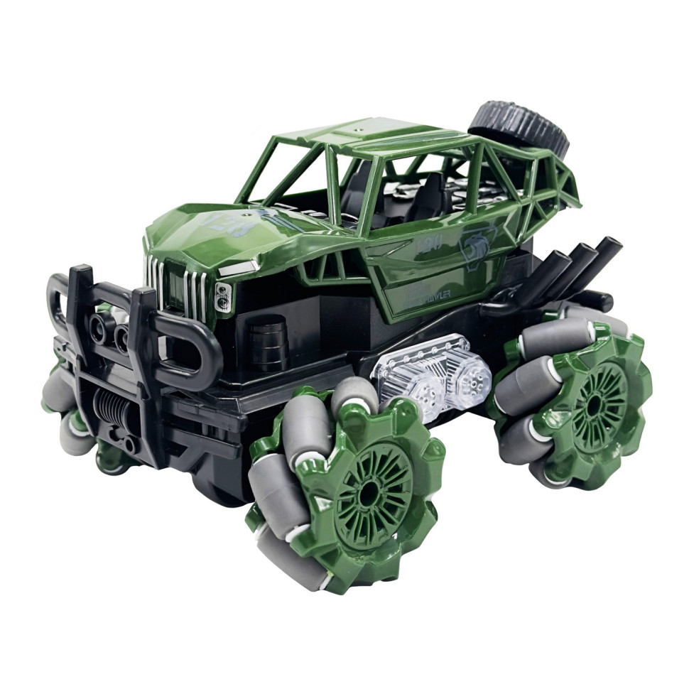 Radio-controlled jeep ESD668-1C (Green), 16.5 cm, with light effects, battery, 1:16