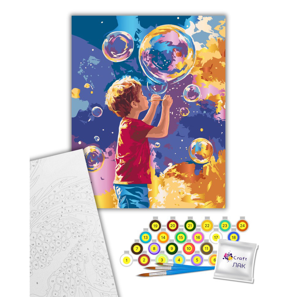 Painting by numbers "Bright Bubbles" 10449-AC with metallic paints 40x50 cm