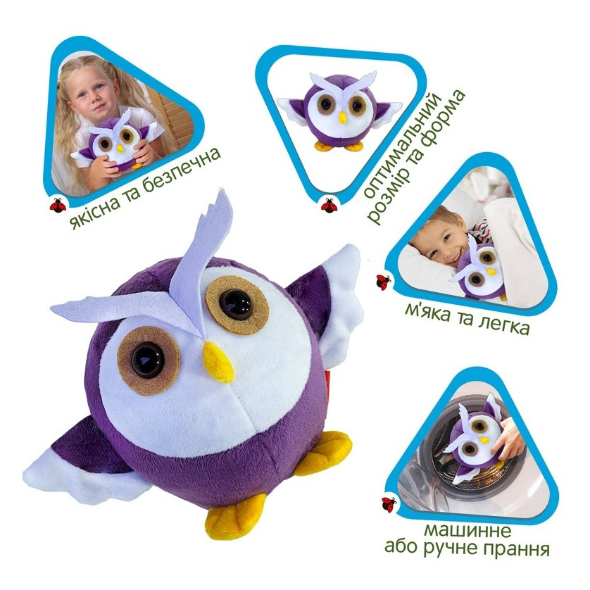 М'яка плюшева іграшка «Round Owl» MS 080501-12 біло-фіолетовий 18 см