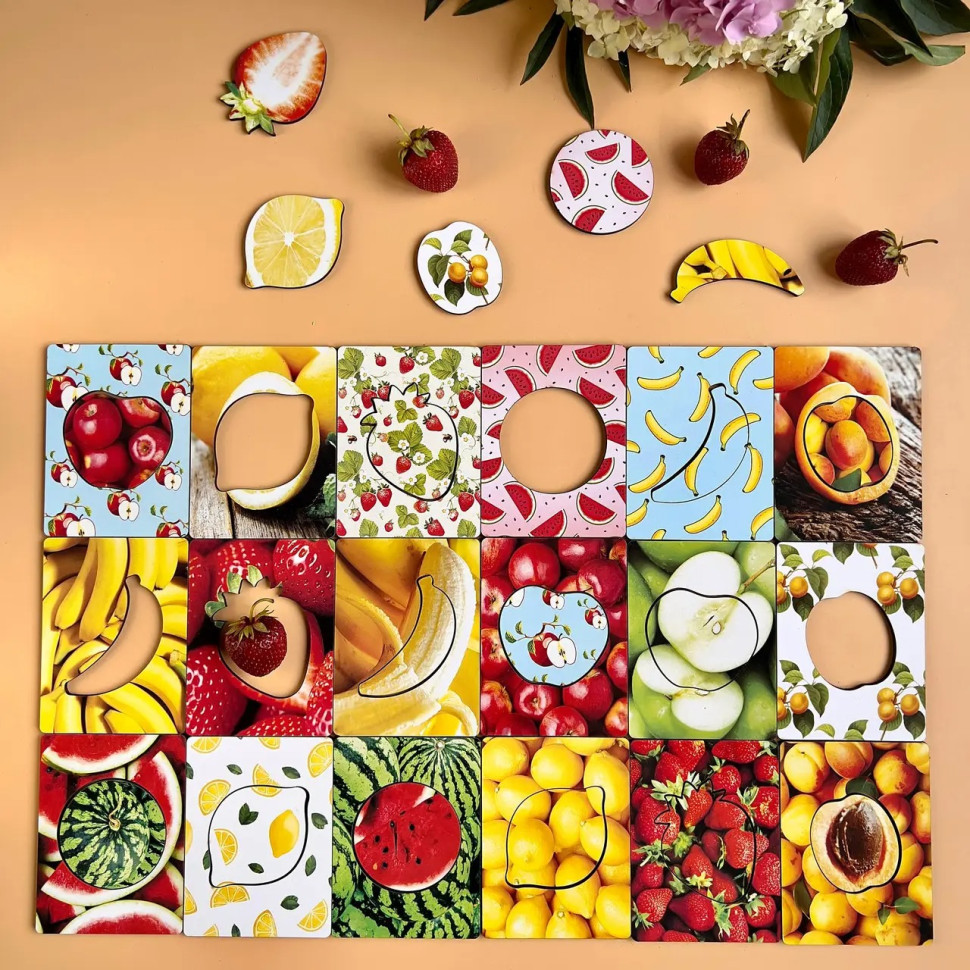 Ubumblebees "Fruit" Seguin Wooden Dostochki (PSF035) PSF035 with Patterns