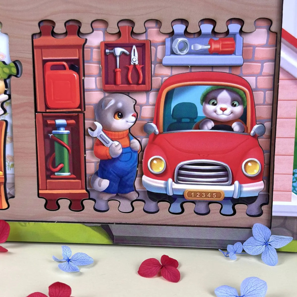 Wooden puzzle insert "Cat Summer House" (PSD272) PSD272