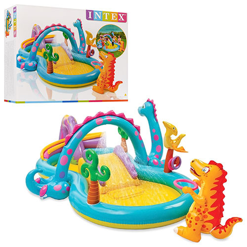 Children's Inflatable Play Center "Planet of Dinosaurs" 57135 with a slide