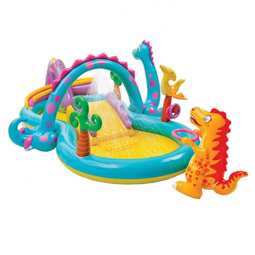 Children's Inflatable Play Center "Planet of Dinosaurs" 57135 with a slide