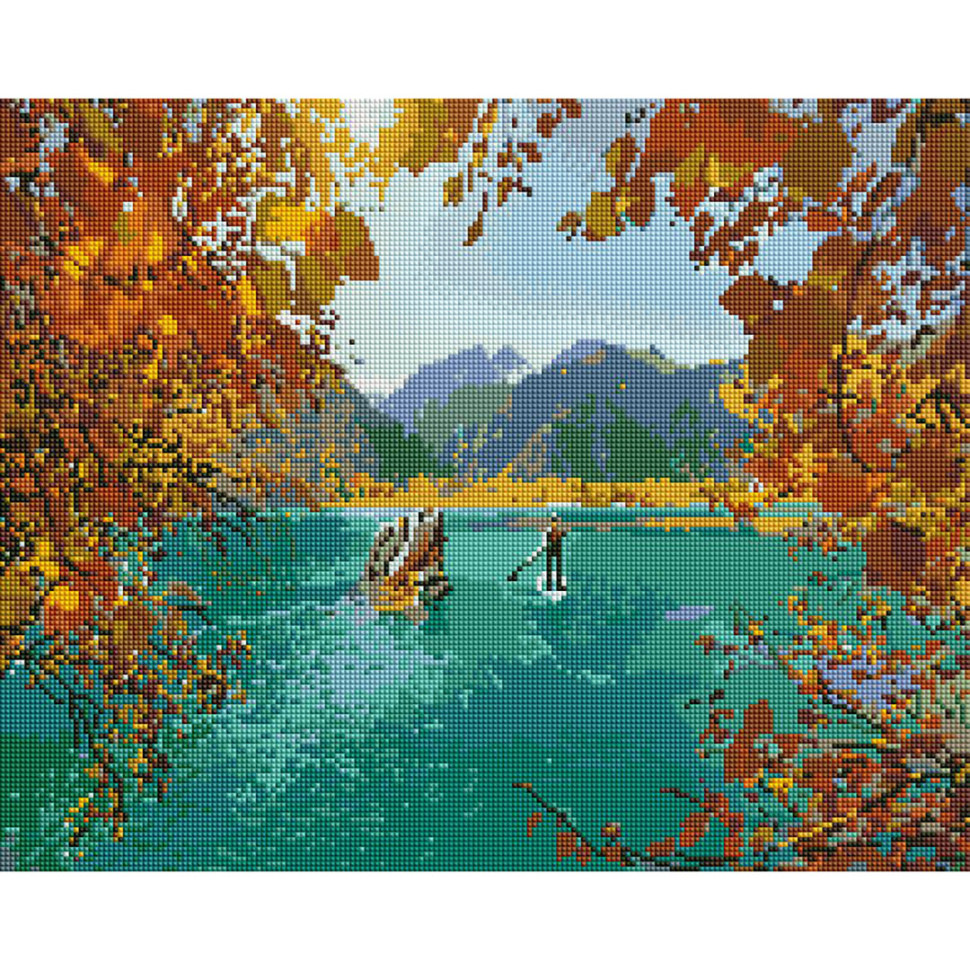 Diamond painting "Walk by the Mountain Lake" DBS1017 Brushme 40x50 cm