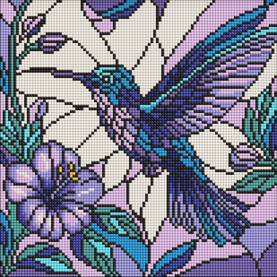 Diamond mosaic "Stained glass. Hummingbird" ©art_selena_ua AMO8319