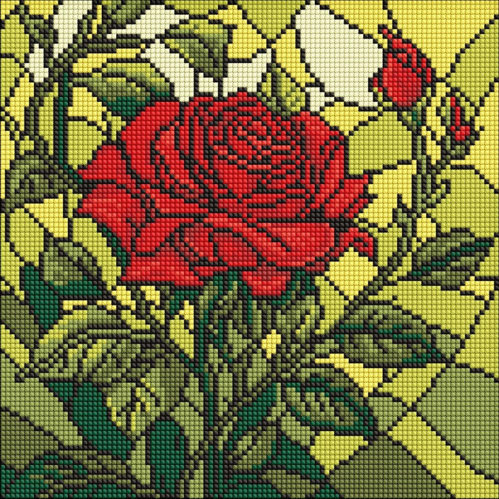 Diamond mosaic "Stained Glass. Rose" ©art_selena_ua AMO8321