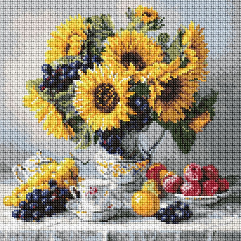 Diamond painting "Sunflowers with grapes" ©art_selena_ua AMO8338, 40x40 cm