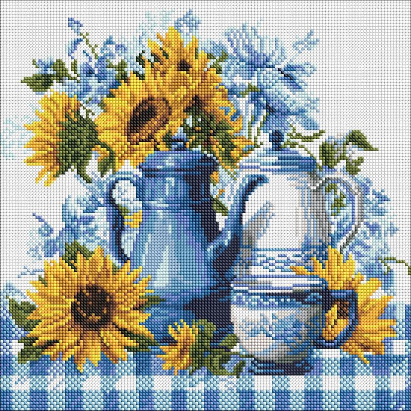 Diamond mosaic "Sunny Coffee" ©art_selena_ua AMO8342, 40x40 cm