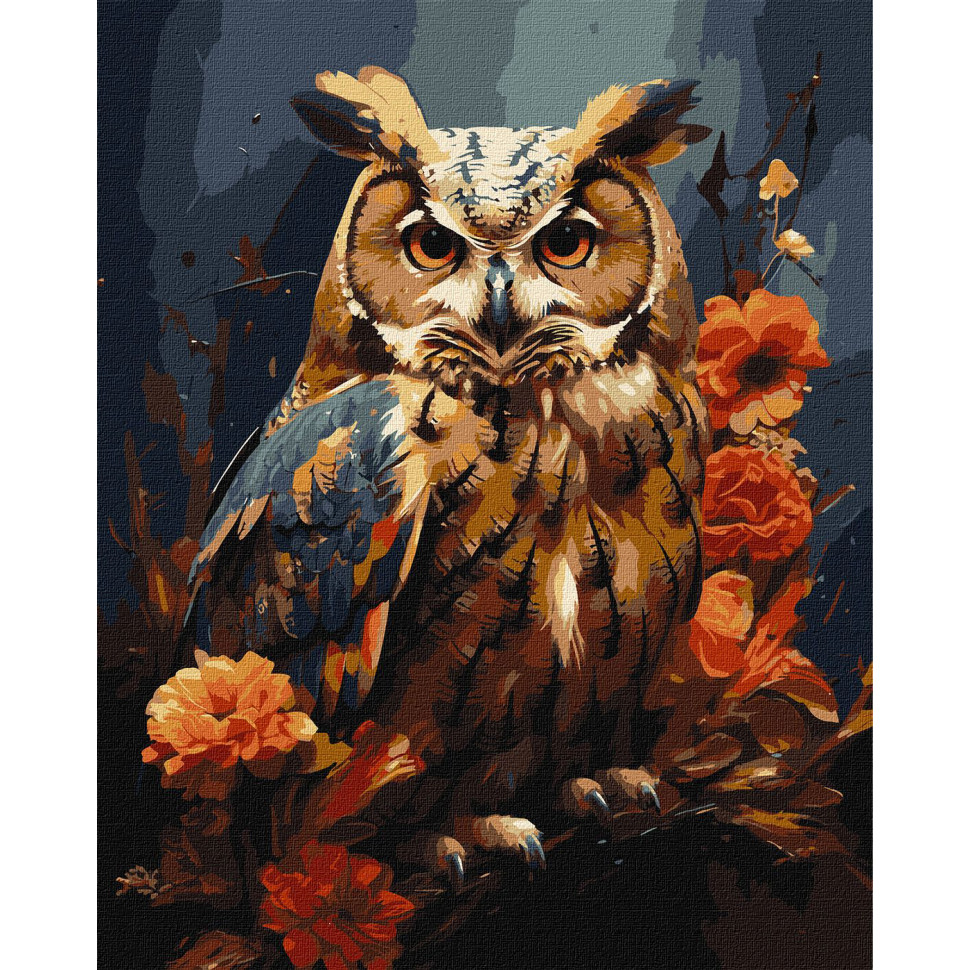 Painting by numbers "Forest Owl with Metallic Extra Paints" KHO6583 40x50cm