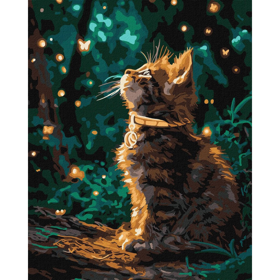 Painting by numbers "Kitten and Fireflies" ©art_selena_ua KHO6881, 40x50 cm
