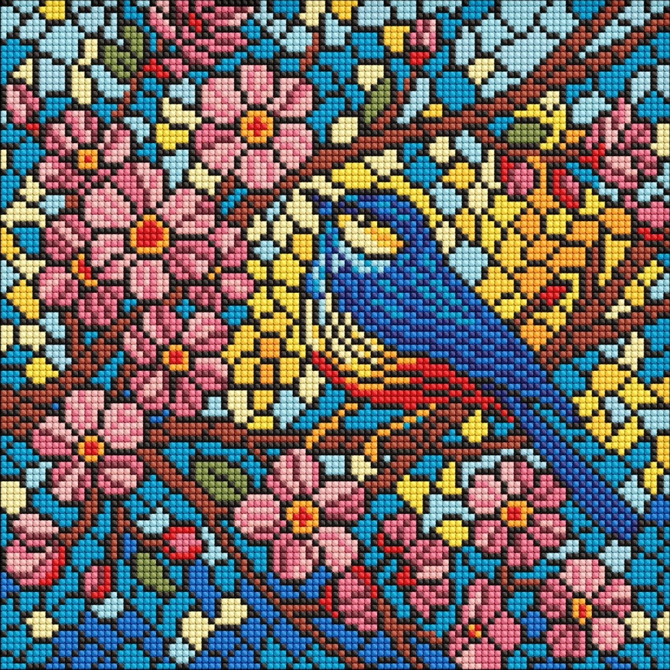 Diamond mosaic "Stained glass. Titmouse" AMO8326, 30x30 cm