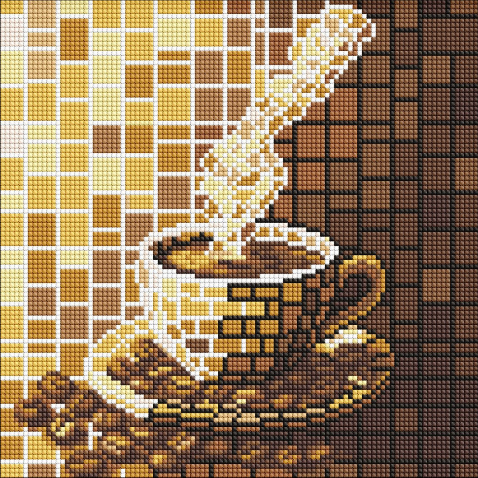 Diamond mosaic "Stained glass. Coffee" AMO8327, 30x30 cm