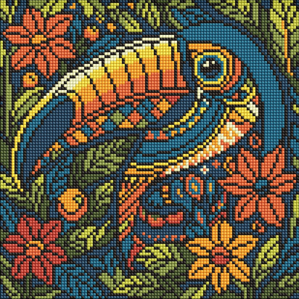 Diamond mosaic "Stained glass. Toucan" AMO8332, 30x30 cm