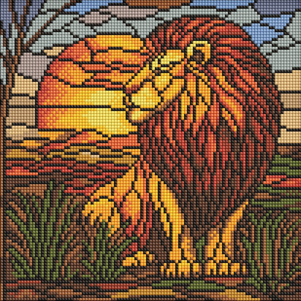 Diamond mosaic "Stained glass. Lion" AMO8334, 30x30 cm