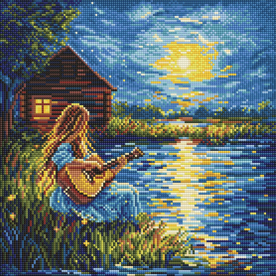 Diamond mosaic "Sounds in the dark" AMO8229, 40x40 cm