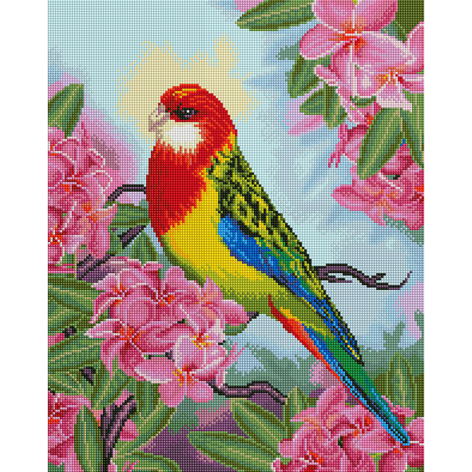 Diamond painting "Parrot in Flowers" DBS1027, 40x50 cm