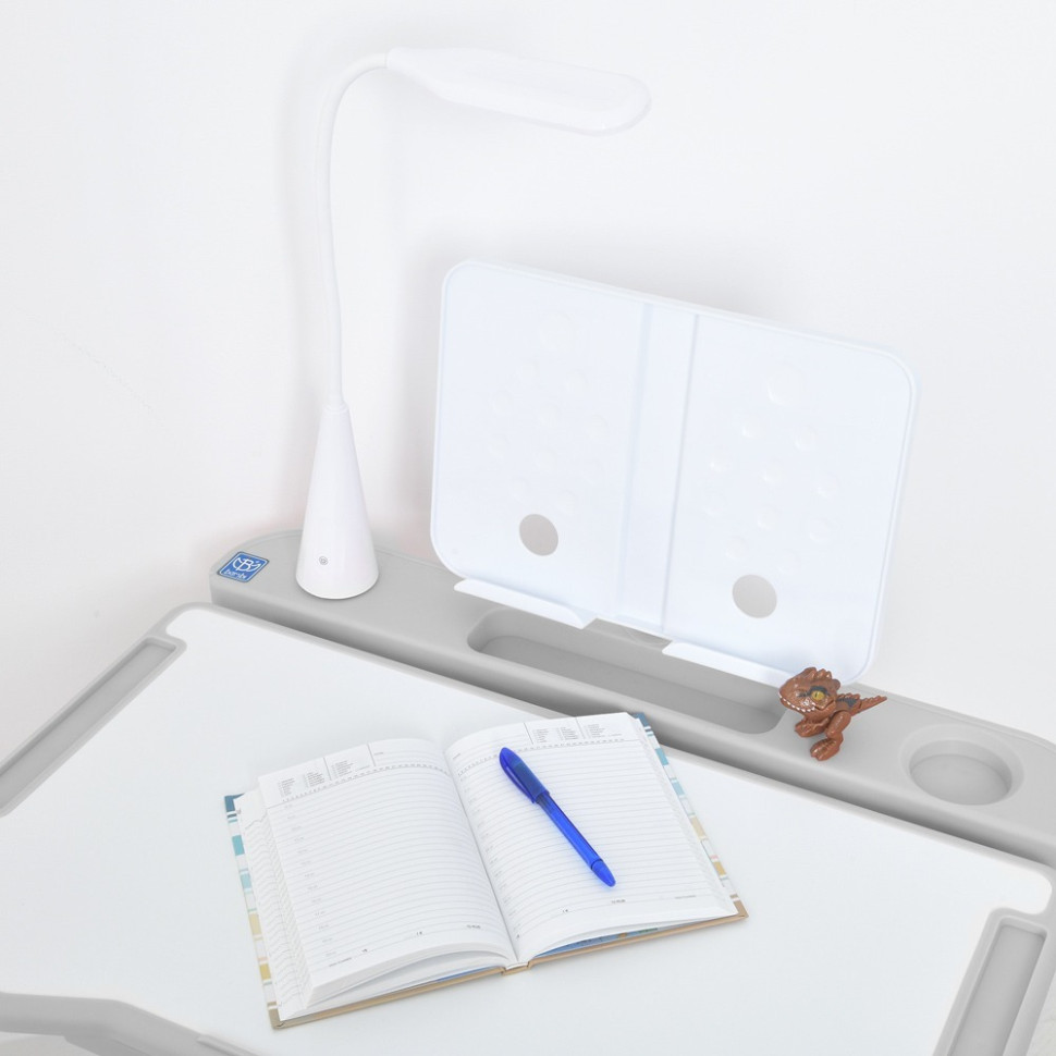 Desk M 5068-11 with book stand and lamp, gray