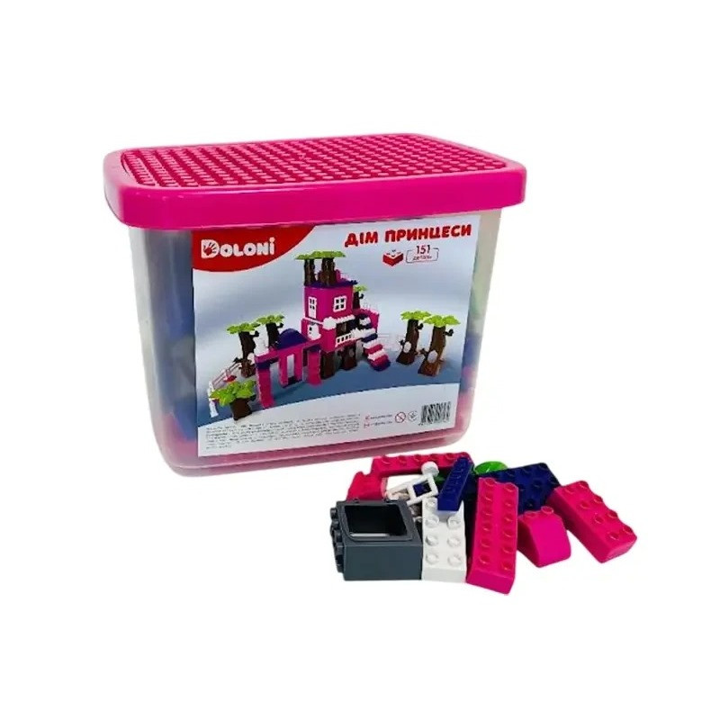The Princess House construction set (013888/03) comes in a plastic box and contains 151 pieces.