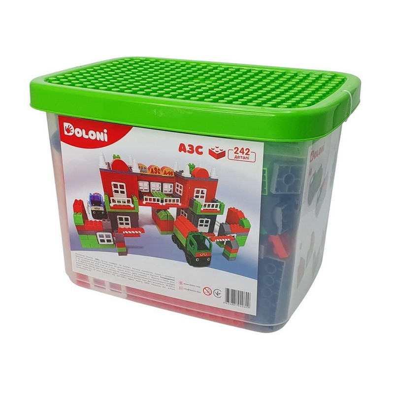 Gas Station Construction Set 013888/07 in a plastic box, 242 pieces