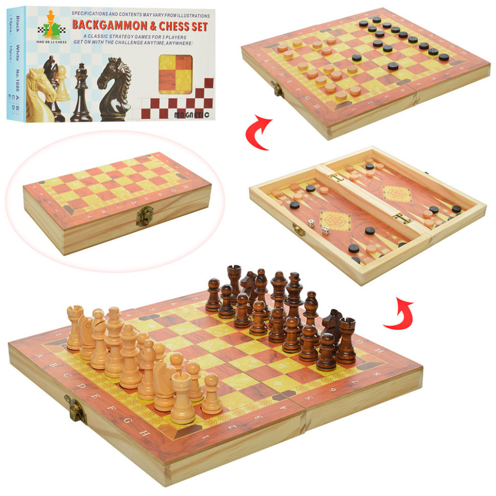 Board game Chess 1680 with checkers and backgammon Classic style