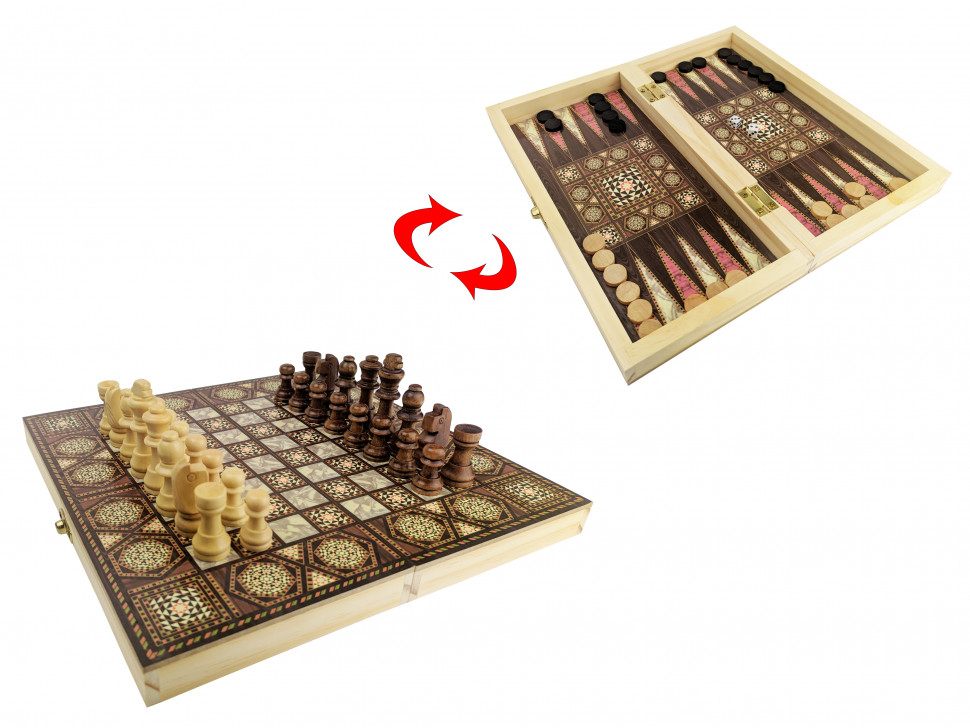 Board game Chess 1680 with checkers and backgammon Oriental style