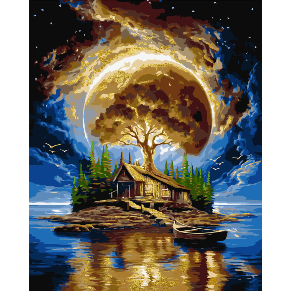 Painting by numbers "Island of Silence" LW3014-01 with metallic paints 40x50 cm