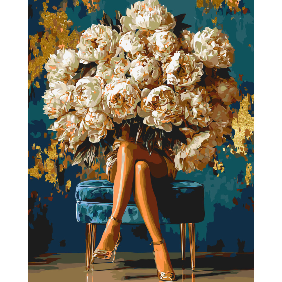 Painting by numbers "Flower Girl, Peonies of Luxury" LW3048-01 with metallic colors 40x50 cm