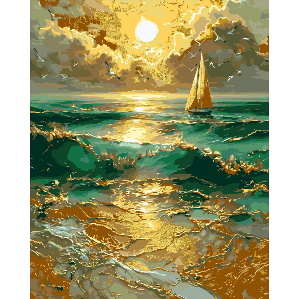 Painting by numbers "Lonely sail" LW30610-01 with metallic colors 40x50 cm