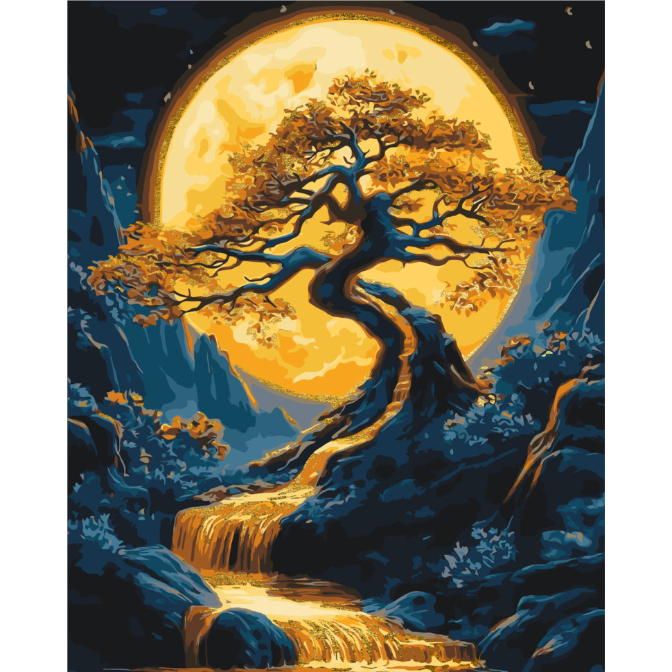 Paint by numbers kit "Landscape. Tree" LW3428 with metallic paints, 40x50 cm