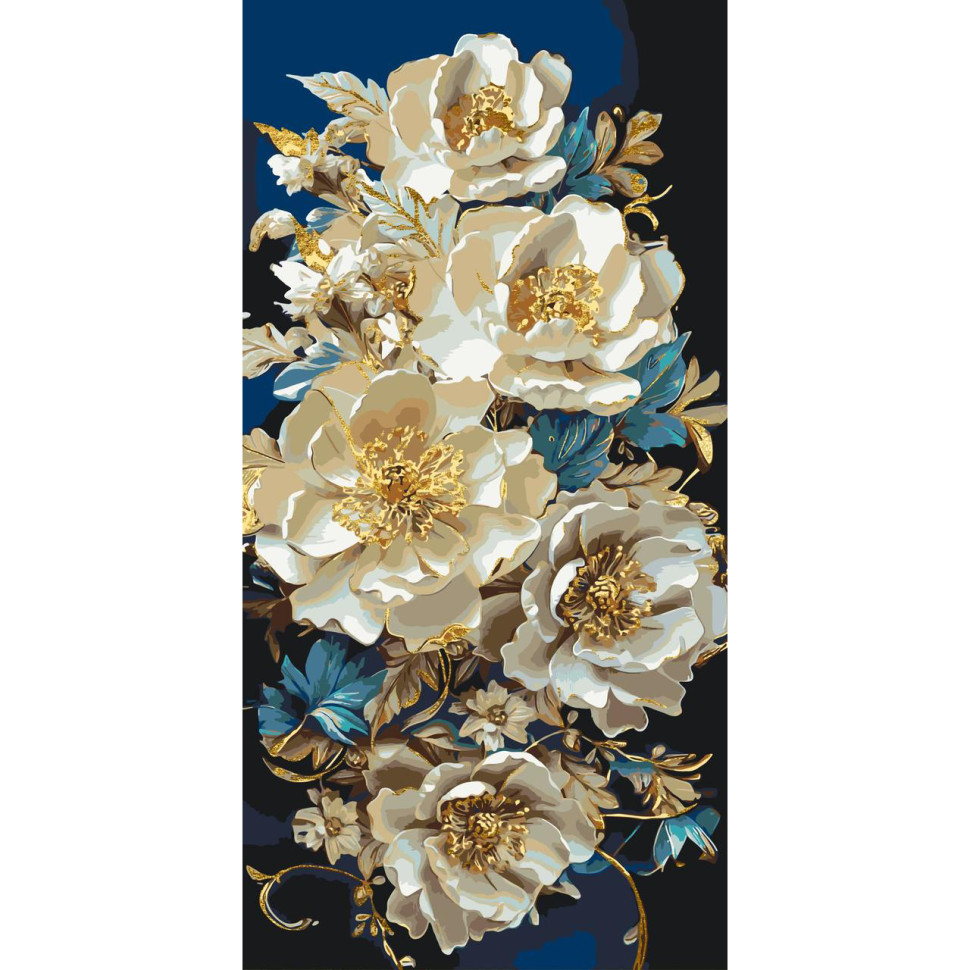 Painting by numbers "Peonies" LW5166 with metallic paints 40x80 cm