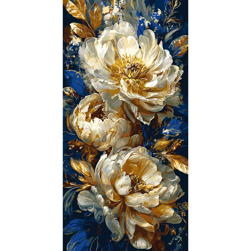 Painting by numbers "Luxury Peonies" LW5181 with metallic colors 40x80 cm