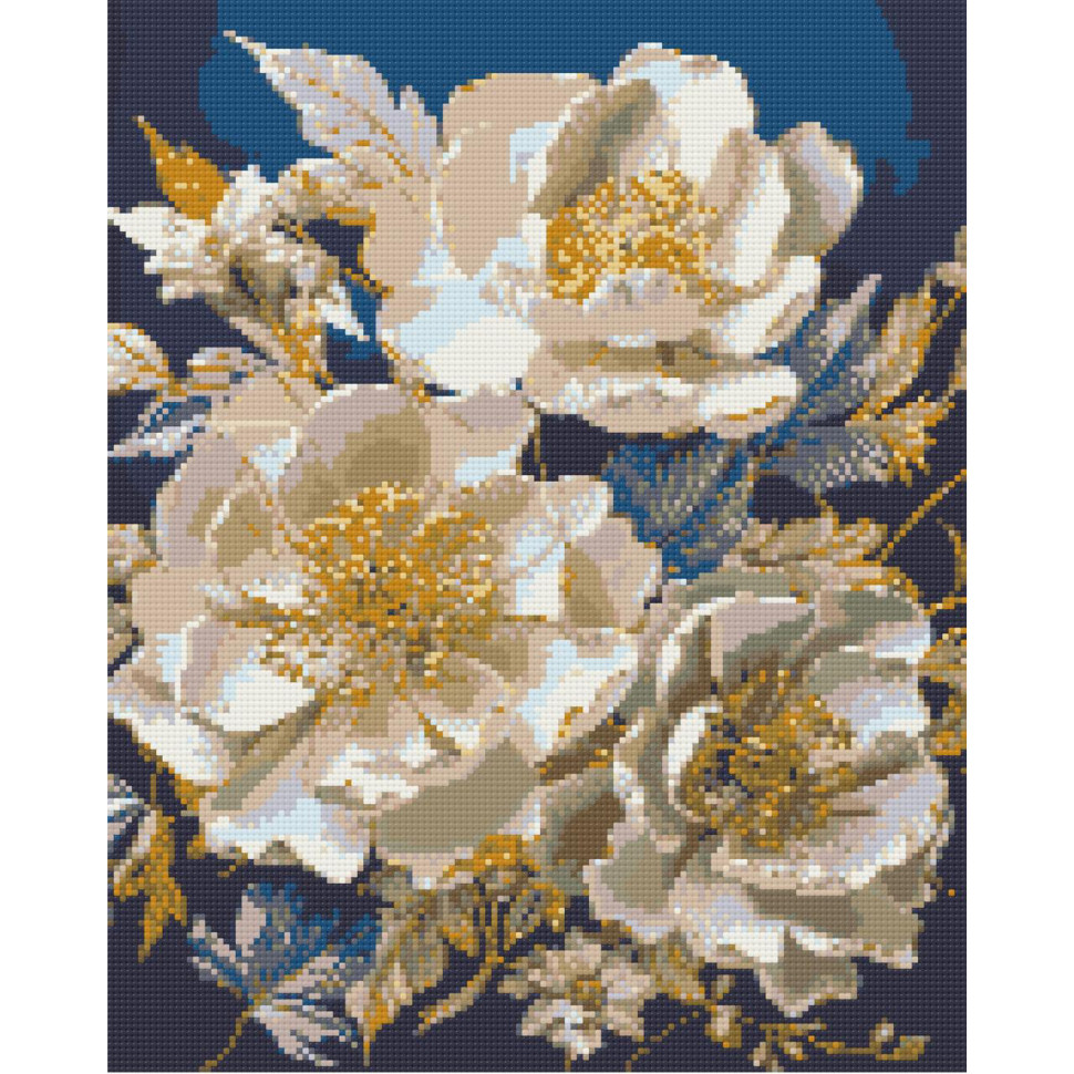 Diamond mosaic "White peonies" OD30410, 40x50 cm