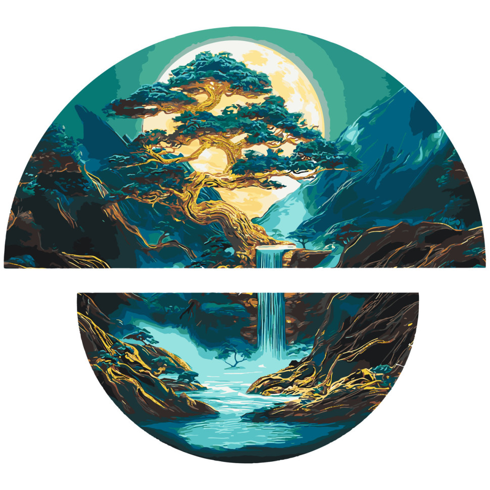 Painting by numbers "The Magic of the Night Landscape" OSR1006 with metallic paints 67x67 cm