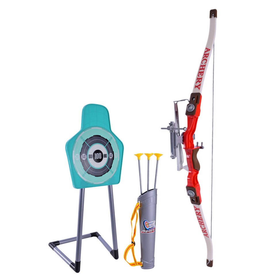 Game Set Bow with Target 801D Quiver, 3 Arrows on Suction Cups