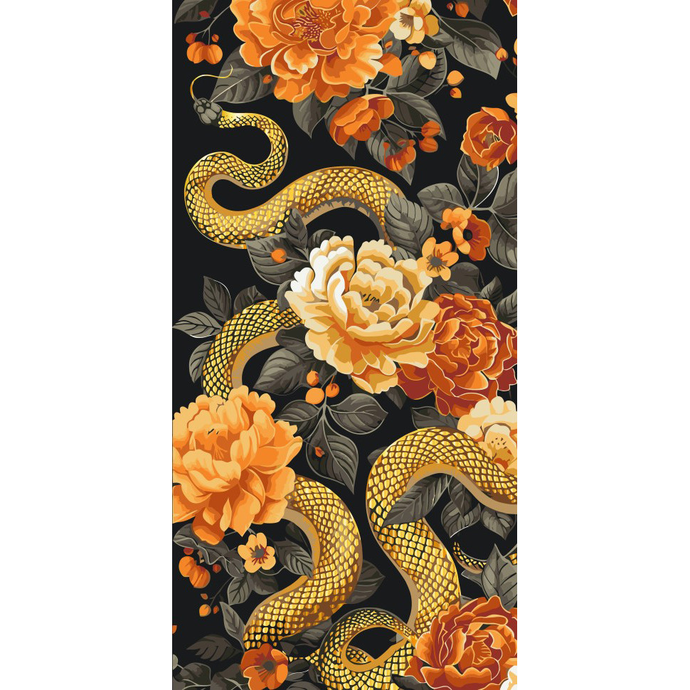 Painting by numbers "Golden Snake" 11595-AC with metallic paints 40x80 cm