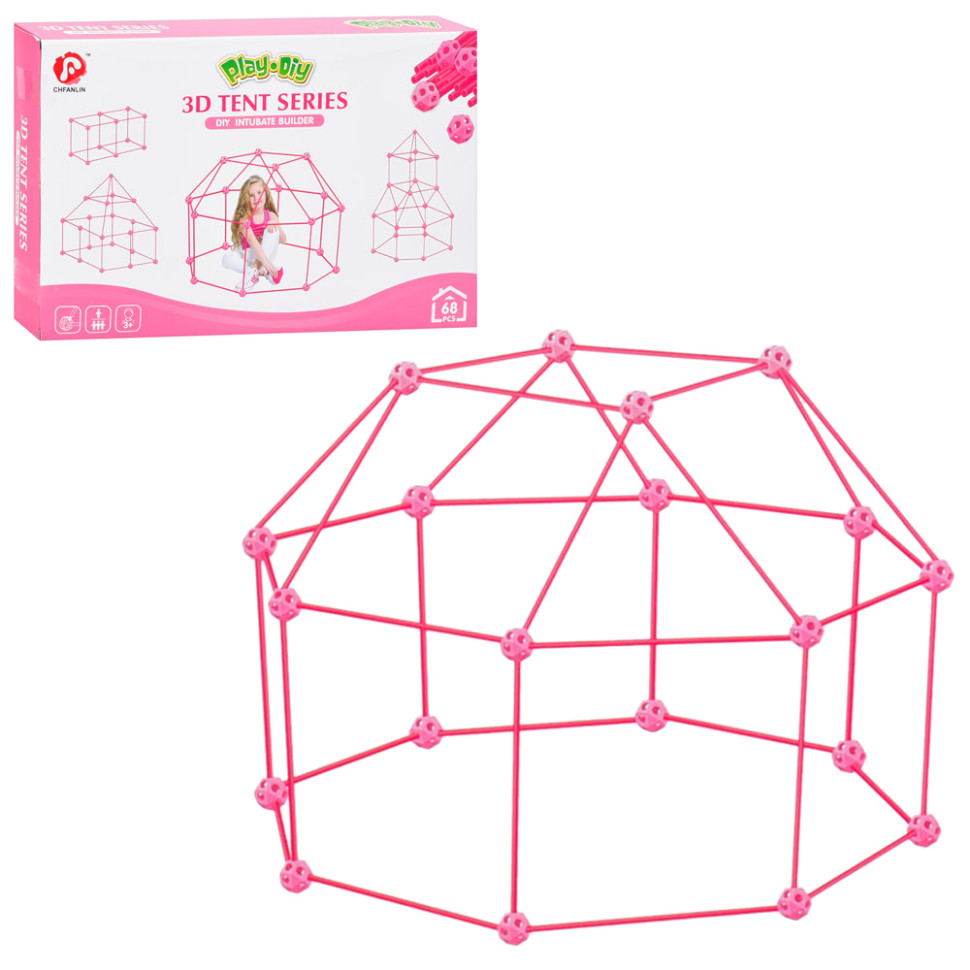 Children's tent tent 3D Tent Series 137-1(Pink) 68 pieces, frame