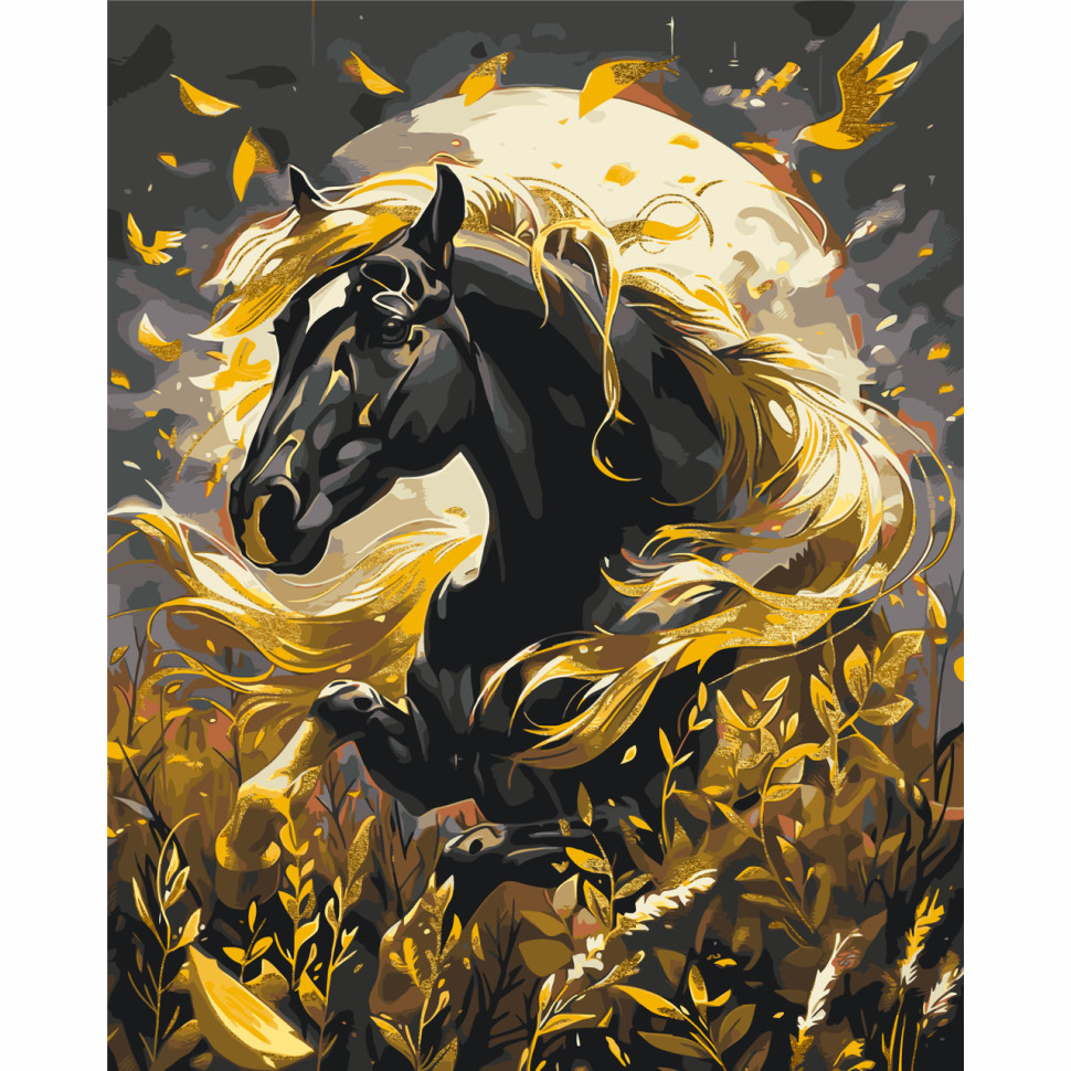 Painting by numbers "Black Horse" LW31200 with metallic paints 40x50 cm