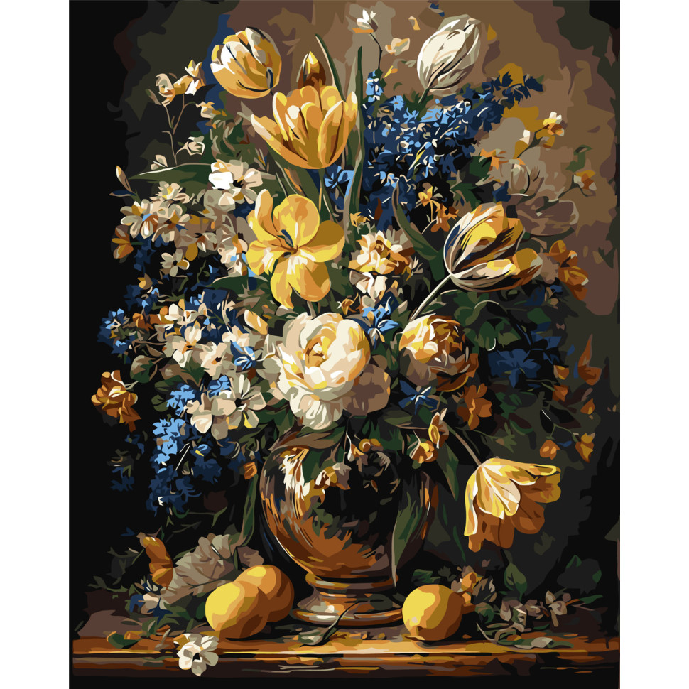 Painting by numbers "Classic bouquet" LW3174-01 with metallic paints 40x50 cm