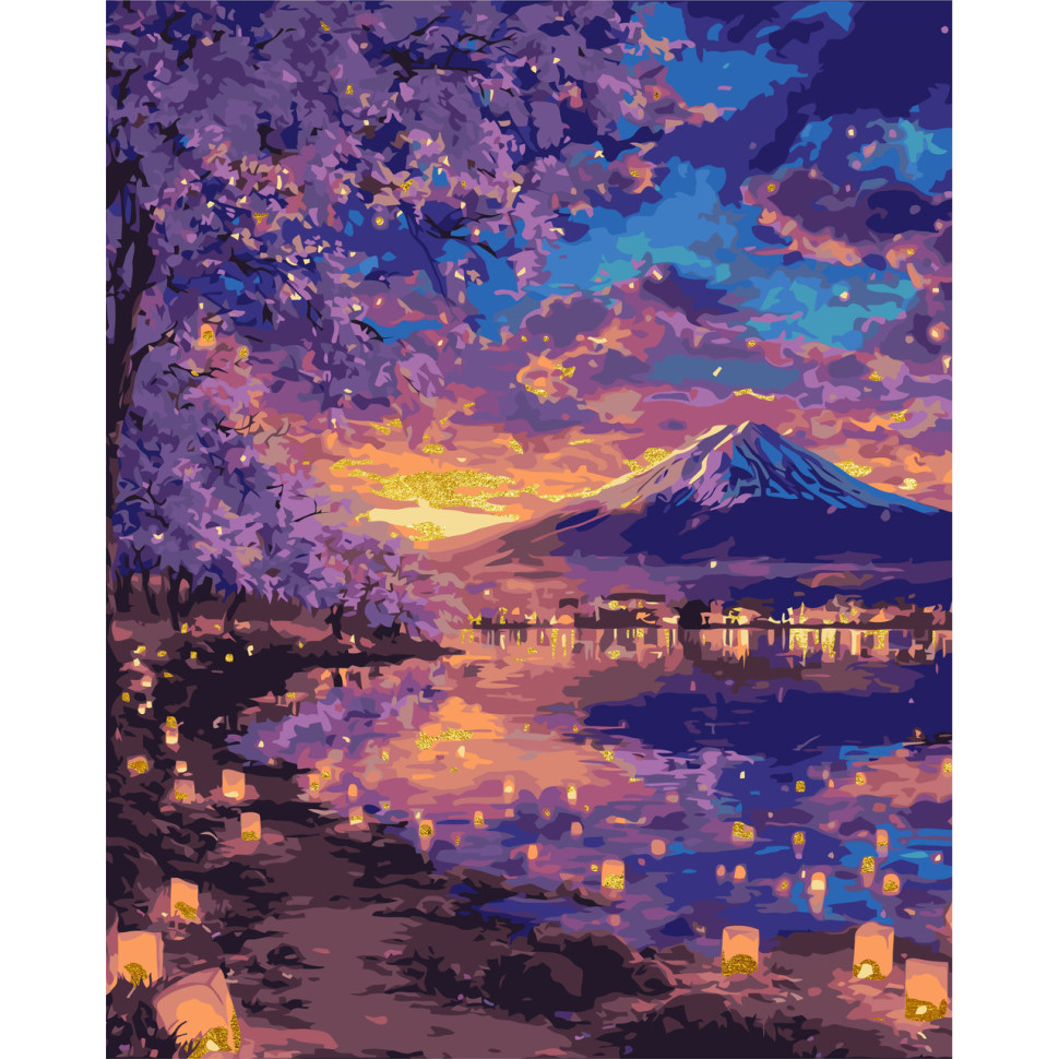 Painting by the numbers "Fairytale Fuji" LW3555 with metallic paints 40x50 cm