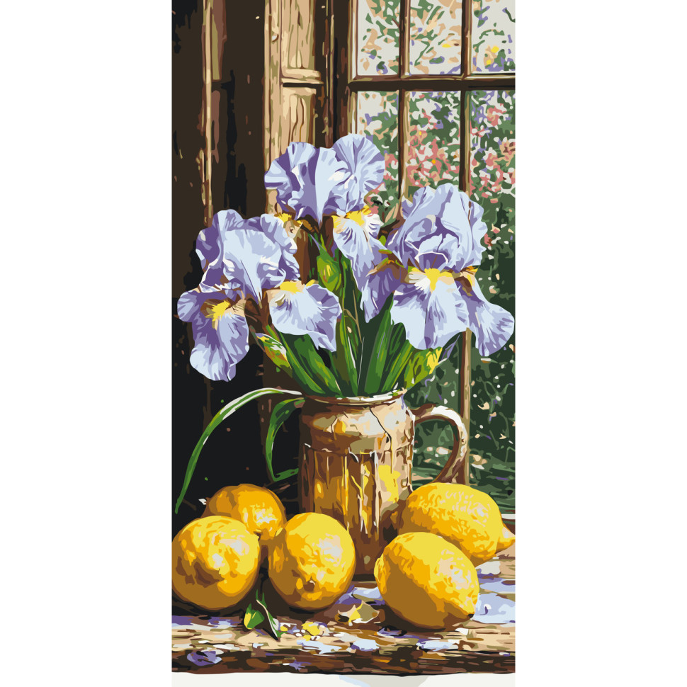 Painting by the numbers "Bouquet of irises with lemons" LW5117, 40x80 cm