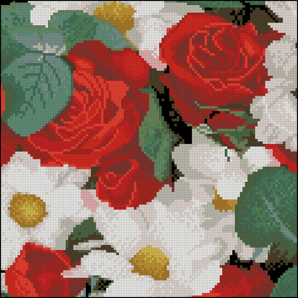 Diamond mosaic "Roses and daisies" FZ3030-26, 30x30 cm