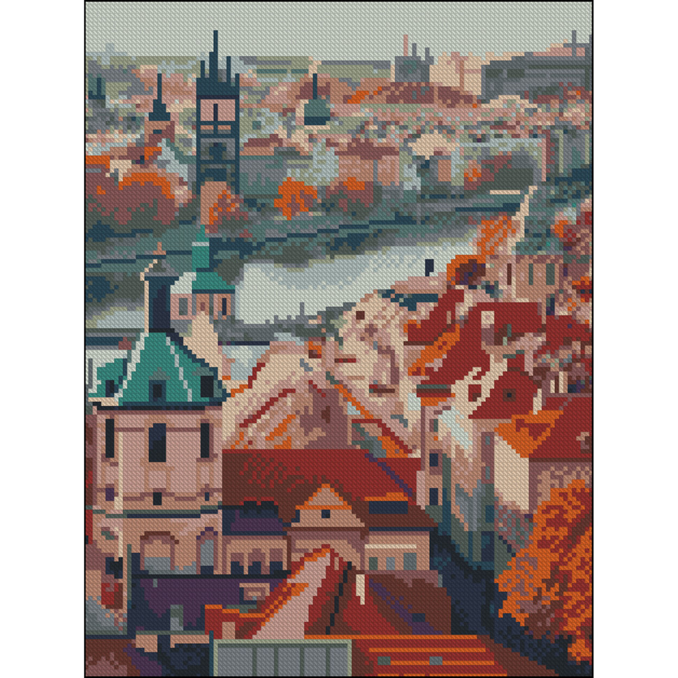 Diamond mosaic "Morning City" FZ3040-26, 30x30 cm