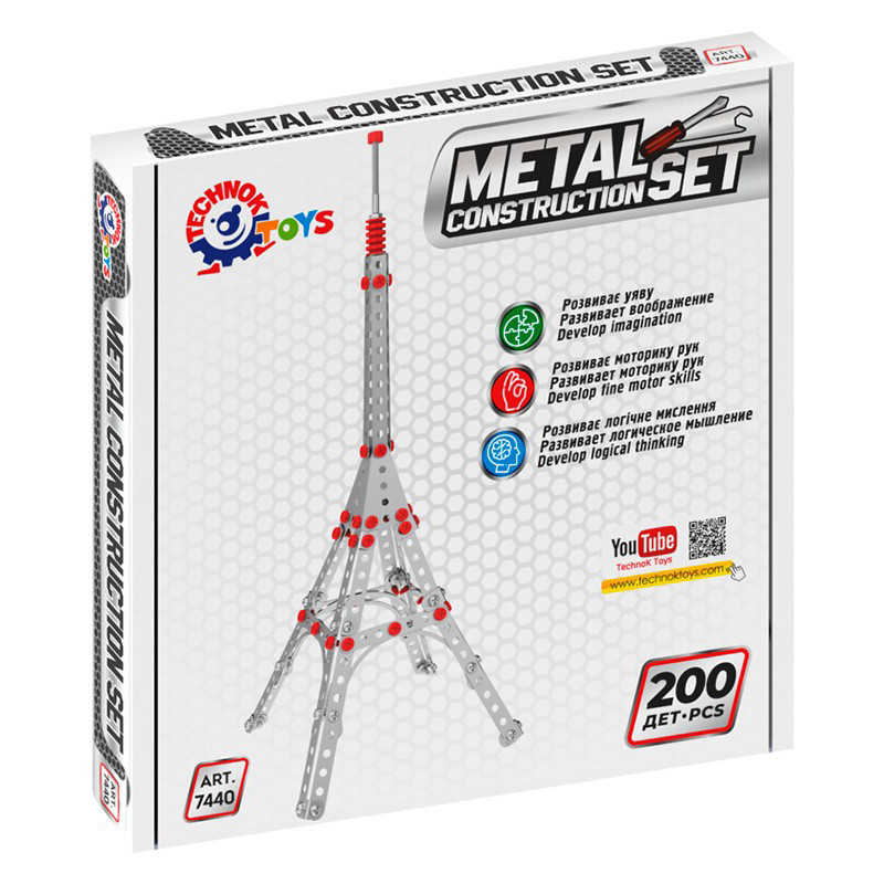 Metal construction set Eiffel Tower TechnoK 7440TXK, 200 parts